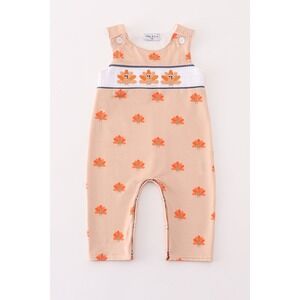 Infant 6M Turkey Romper Smocked Embroidered Thanksgiving Neutral Boutique‎ NEW